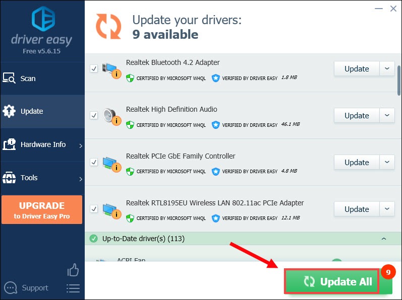 update audio driver automatically with Driver Easy