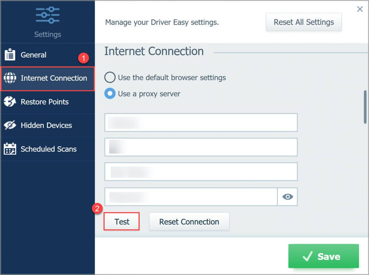 Driver Easy Pro Internet Connection proxy server test