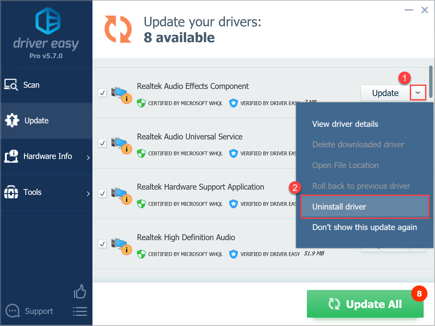 Driver Easy Pro Uninstall Driver